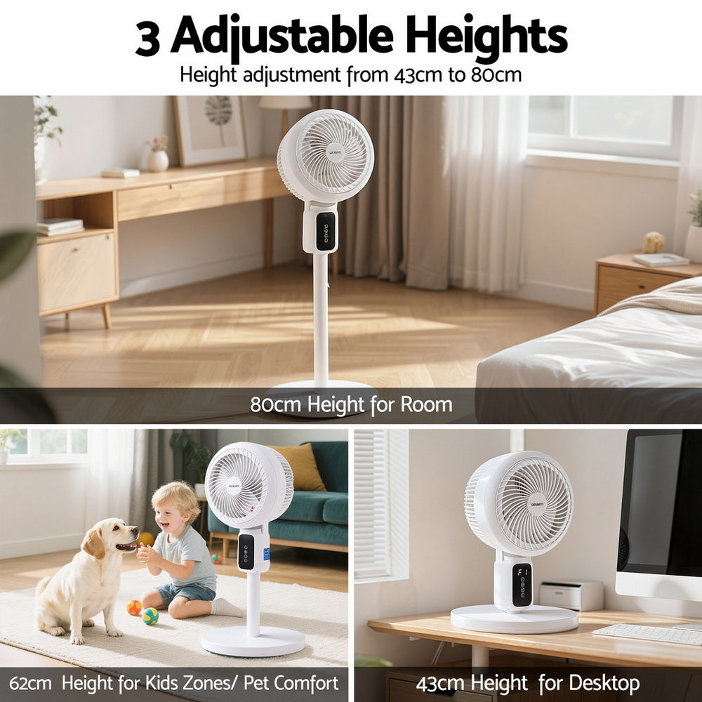 Devanti Pedestal Fan W/ Remote 3 Speed 12H Timer Height Adjustable Cooling Fan-Appliances > Fans > Portable Fans-PEROZ Accessories