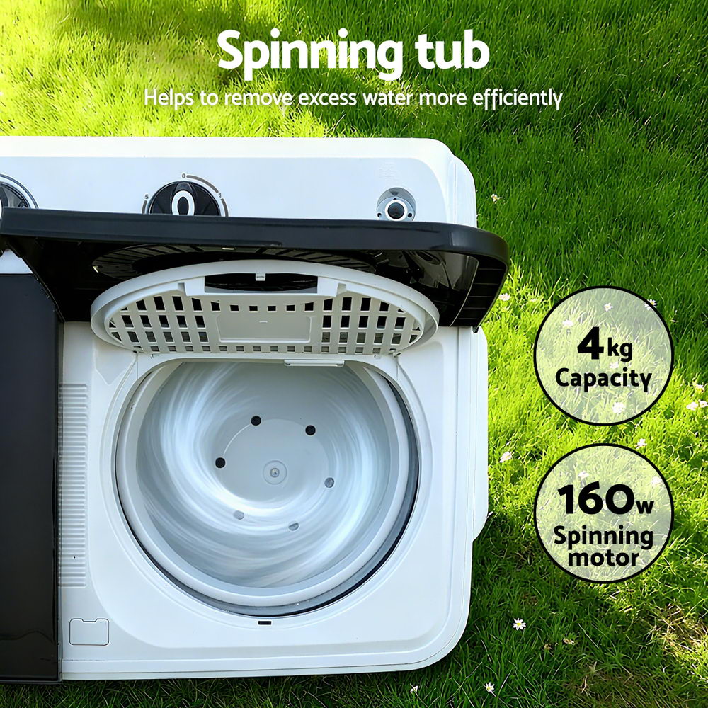 Devanti Portable Washing Machine Twin Tub 7KG White-Appliances > Washers, Dryers &amp; Irons > Washing Machines-PEROZ Accessories