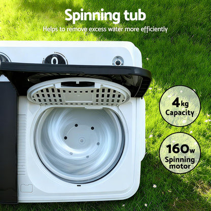 Devanti Portable Washing Machine Twin Tub 7KG White-Appliances > Washers, Dryers &amp; Irons > Washing Machines-PEROZ Accessories