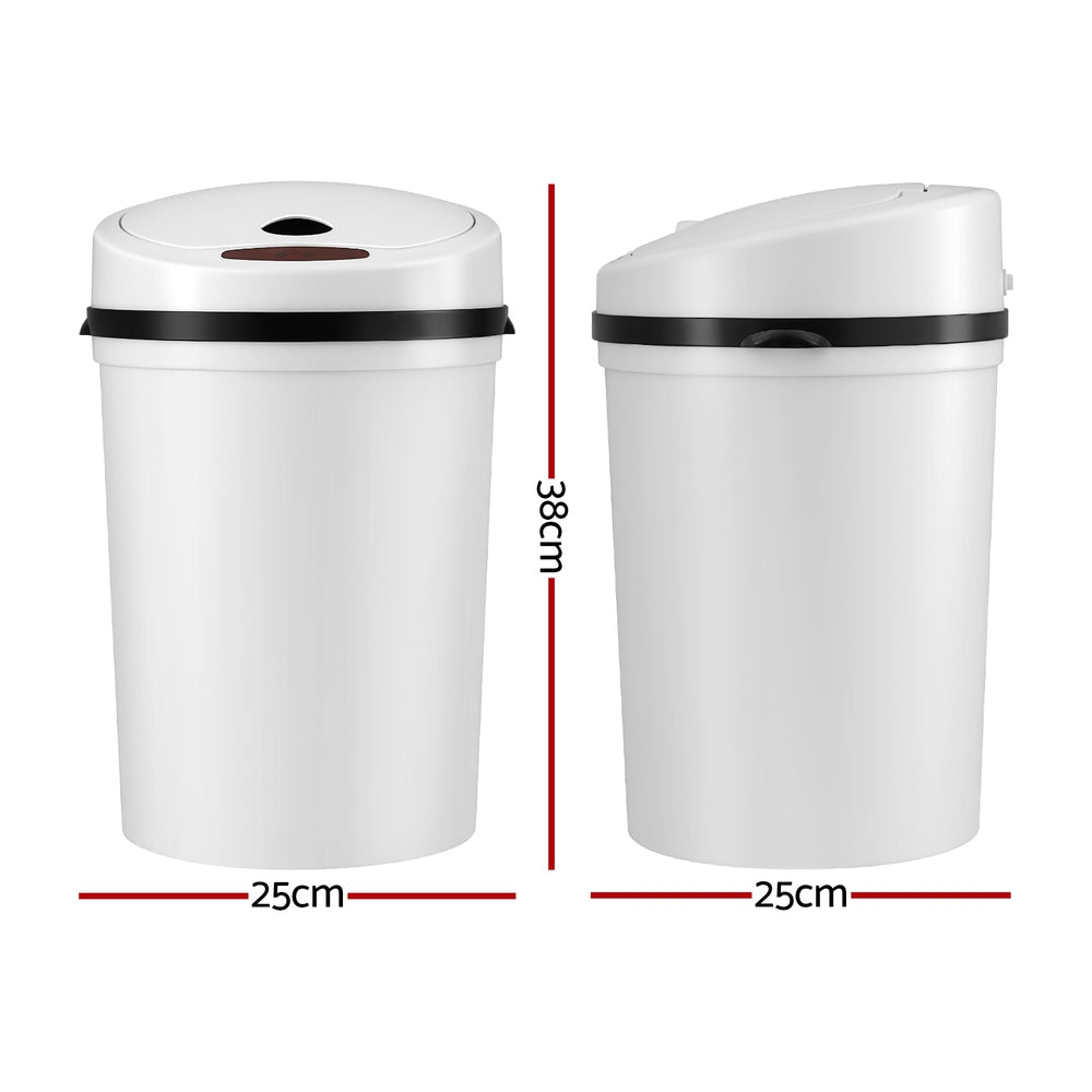 Devanti Sensor Bin Motion Rubbish Bins Kitchen Automatic Trash Can White 9L-Home &amp; Garden > Kitchen Bins > Automatic Bins-PEROZ Accessories