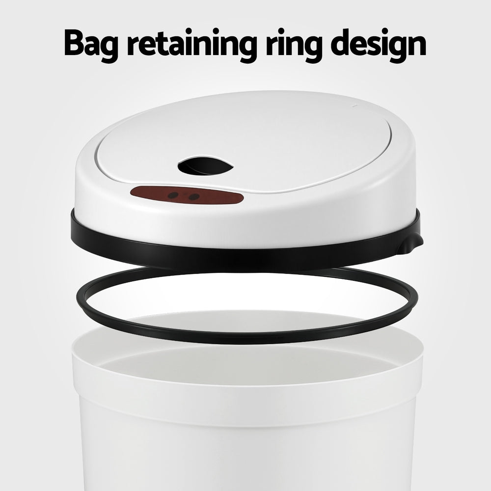 Devanti Sensor Bin Motion Rubbish Bins Kitchen Automatic Trash Can White 9L-Home &amp; Garden > Kitchen Bins > Automatic Bins-PEROZ Accessories