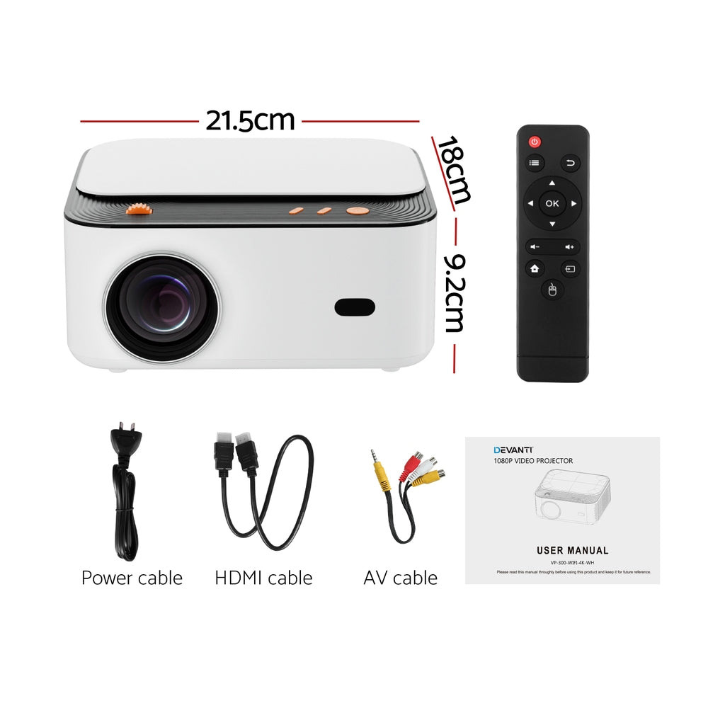Devanti Video Project 4K 1080P Android 5G Wifi Home Cinema-Audio &amp; Video &gt; Projectors &amp; Accessories &gt; Projectors-PEROZ Accessories