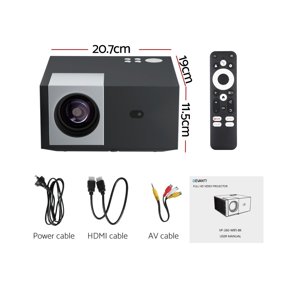 Devanti Video Project 4K 1080P Official Google TV 5G Wifi Home Cinema-Audio &amp; Video > Projectors &amp; Accessories > Projectors-PEROZ Accessories