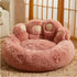 Diameter 90cm Pink Plush Dog Bed with Paw Design - Ultra Soft Round Pet Sofa for Medium to Large Dogs-Pet Care > Dog Supplies > Dog Beds-PEROZ Accessories
