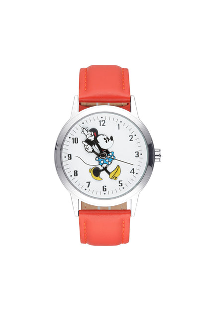 Disney Disney Bold Minnie 35mm White Dial Red Leather Strap Watch-PEROZ Accessories