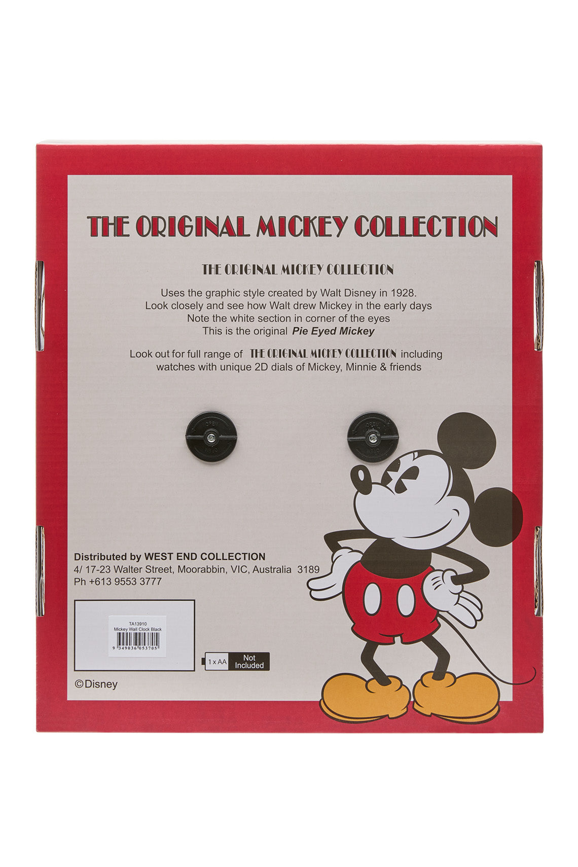Disney Mickey 30cm Black Wall Clock-PEROZ Accessories