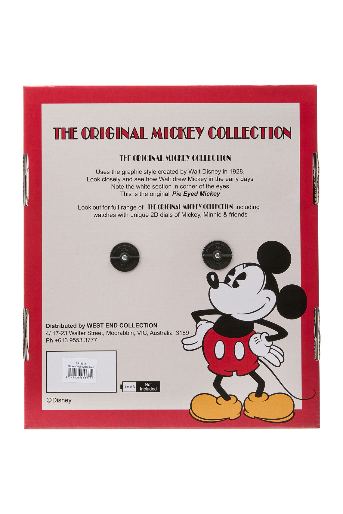 Disney Mickey 30cm Red Wall Clock-PEROZ Accessories