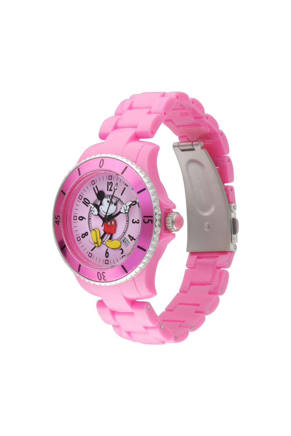 Disney Mickey Sports 40mm Pink Dial Pink Stainless Steel Watch-PEROZ Accessories