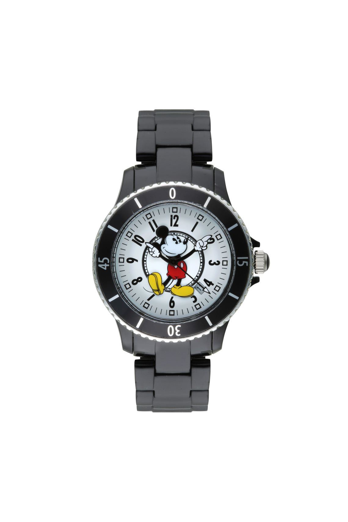 Disney Mickey Sports 40mm White Dial Black Stainless Steel Watch-PEROZ Accessories