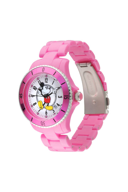 Disney Mickey Sports 40mm White Dial Pink Stainless Steel Watch-PEROZ Accessories