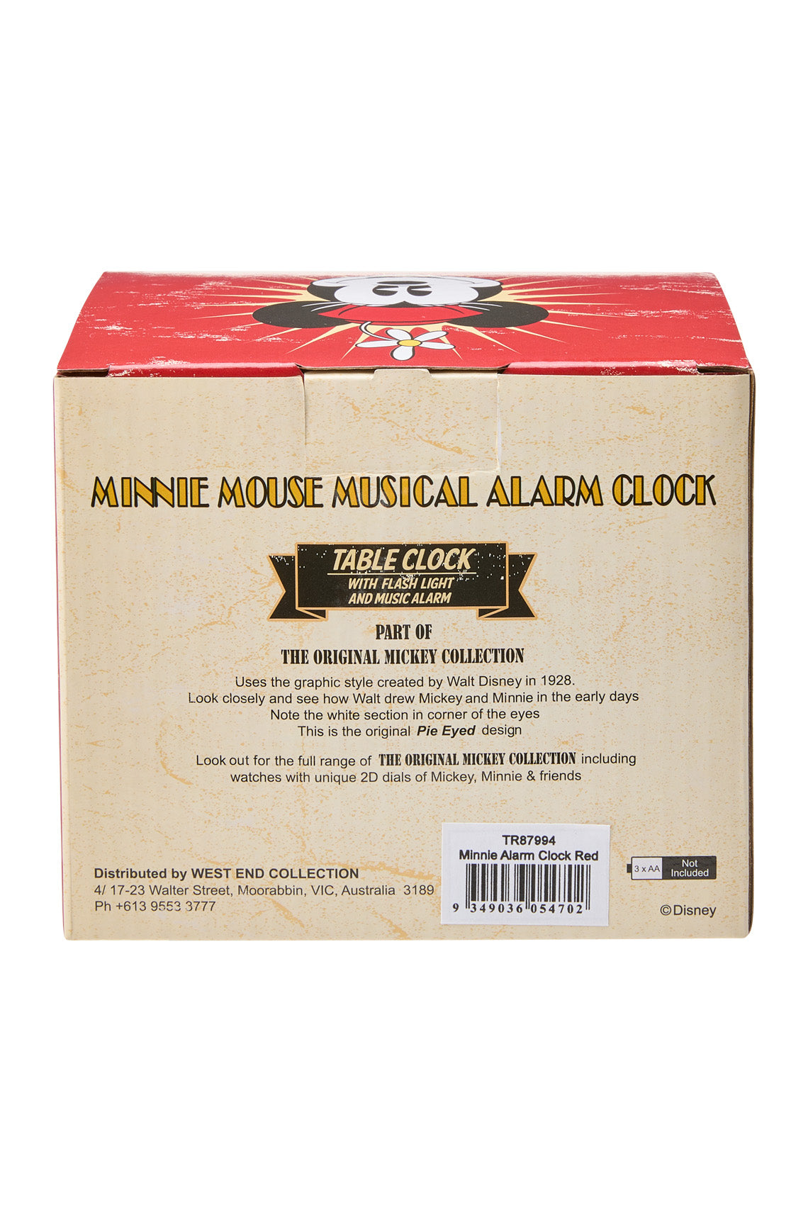 Disney Minnie 12cm Red Musical Alarm Clock-PEROZ Accessories