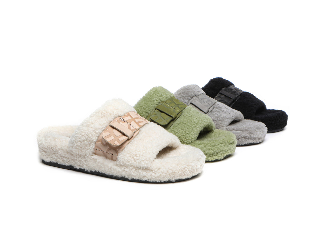 Croft UGG Women Curly Sheepskin Wool Slippers - EA2013 - EVERAU-Boots-PEROZ Accessories