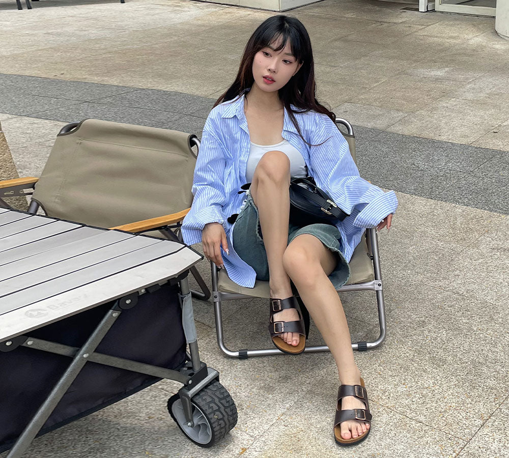 EVERAU® Adjustable Strap Summer Beach Mick Sandal Slides-Slides-PEROZ Accessories