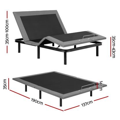 Artiss Adjustable Bed Frame Double Size Electric Bed Base Wireless Remote Control Zero Gravity Power Bed Foundation-Furniture > Bedroom > Beds &amp; Bed Frames-PEROZ Accessories
