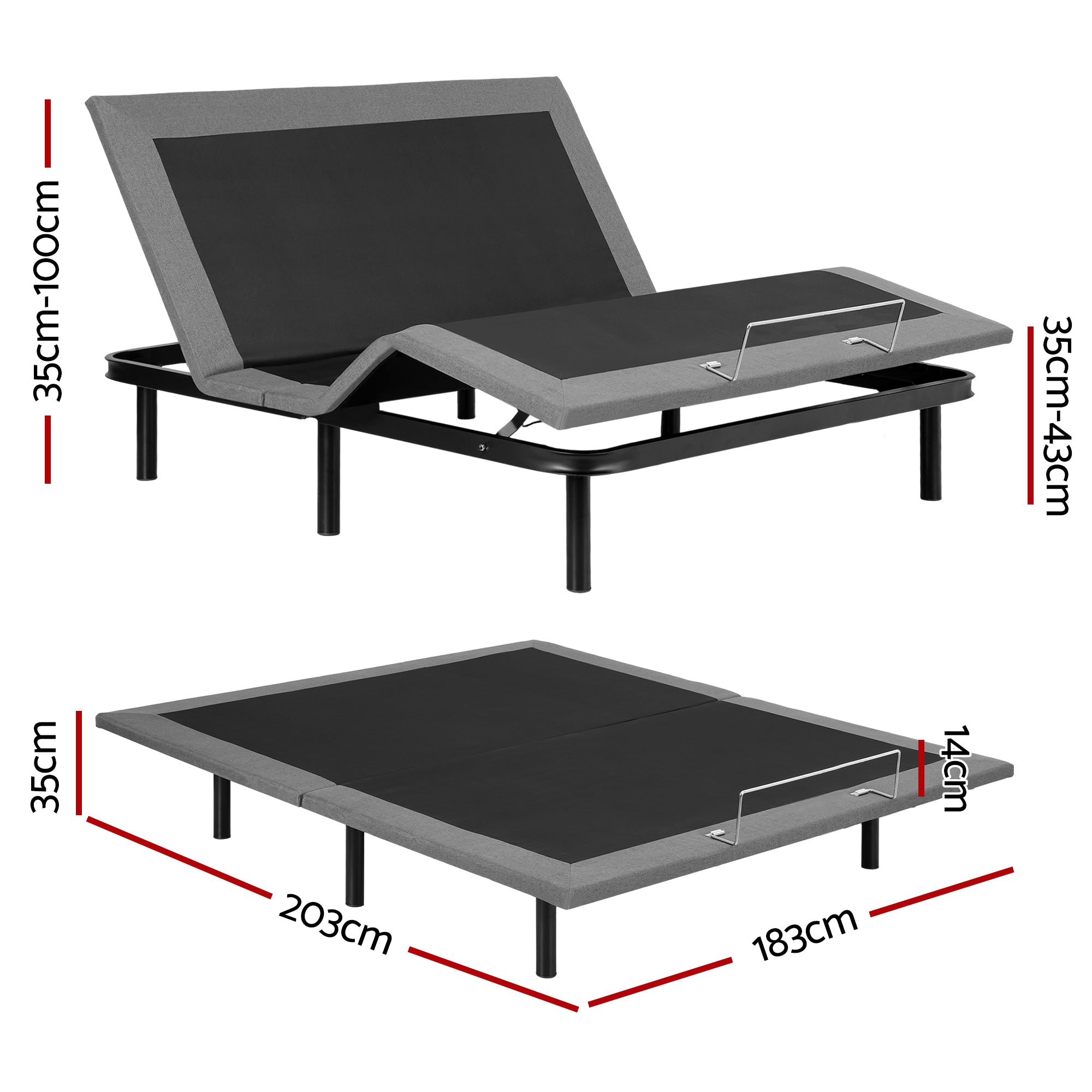 Artiss Adjustable Bed Frame King Size Electric Bed Base Wireless Remote Control Zero Gravity Power Bed Foundation-Furniture > Bedroom > Beds &amp; Bed Frames-PEROZ Accessories