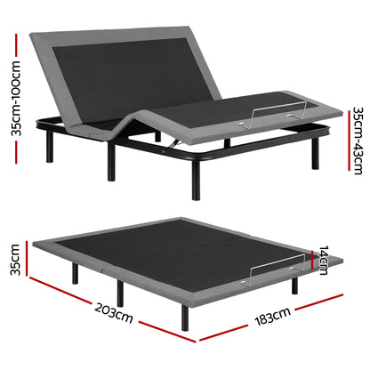 Artiss Adjustable Bed Frame King Size Electric Bed Base Wireless Remote Control Zero Gravity Power Bed Foundation-Furniture > Bedroom > Beds &amp; Bed Frames-PEROZ Accessories
