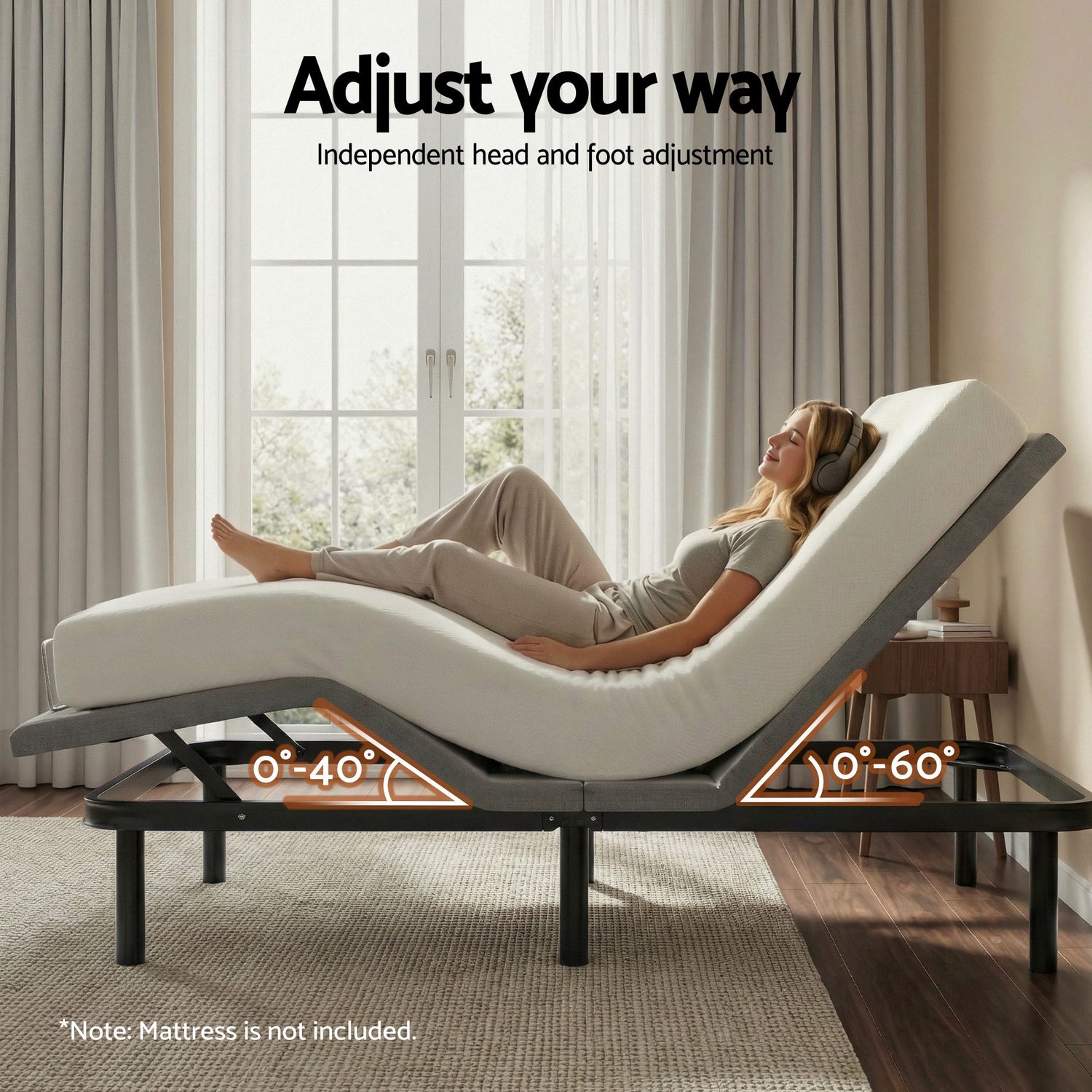 Artiss Adjustable Bed Frame King Size Electric Bed Base Wireless Remote Control Zero Gravity Power Bed Foundation-Furniture > Bedroom > Beds &amp; Bed Frames-PEROZ Accessories