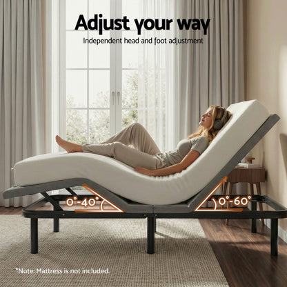 Artiss Adjustable Bed Frame King Size Electric Bed Base Wireless Remote Control Zero Gravity Power Bed Foundation-Furniture > Bedroom > Beds &amp; Bed Frames-PEROZ Accessories