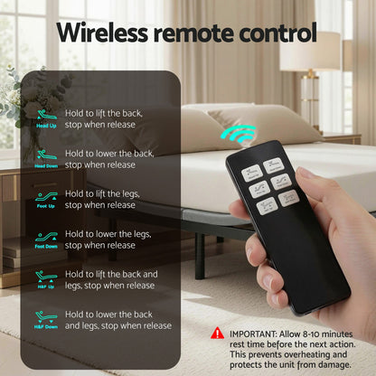 Artiss Adjustable Bed Frame King Size Electric Bed Base Wireless Remote Control Zero Gravity Power Bed Foundation-Furniture > Bedroom > Beds &amp; Bed Frames-PEROZ Accessories