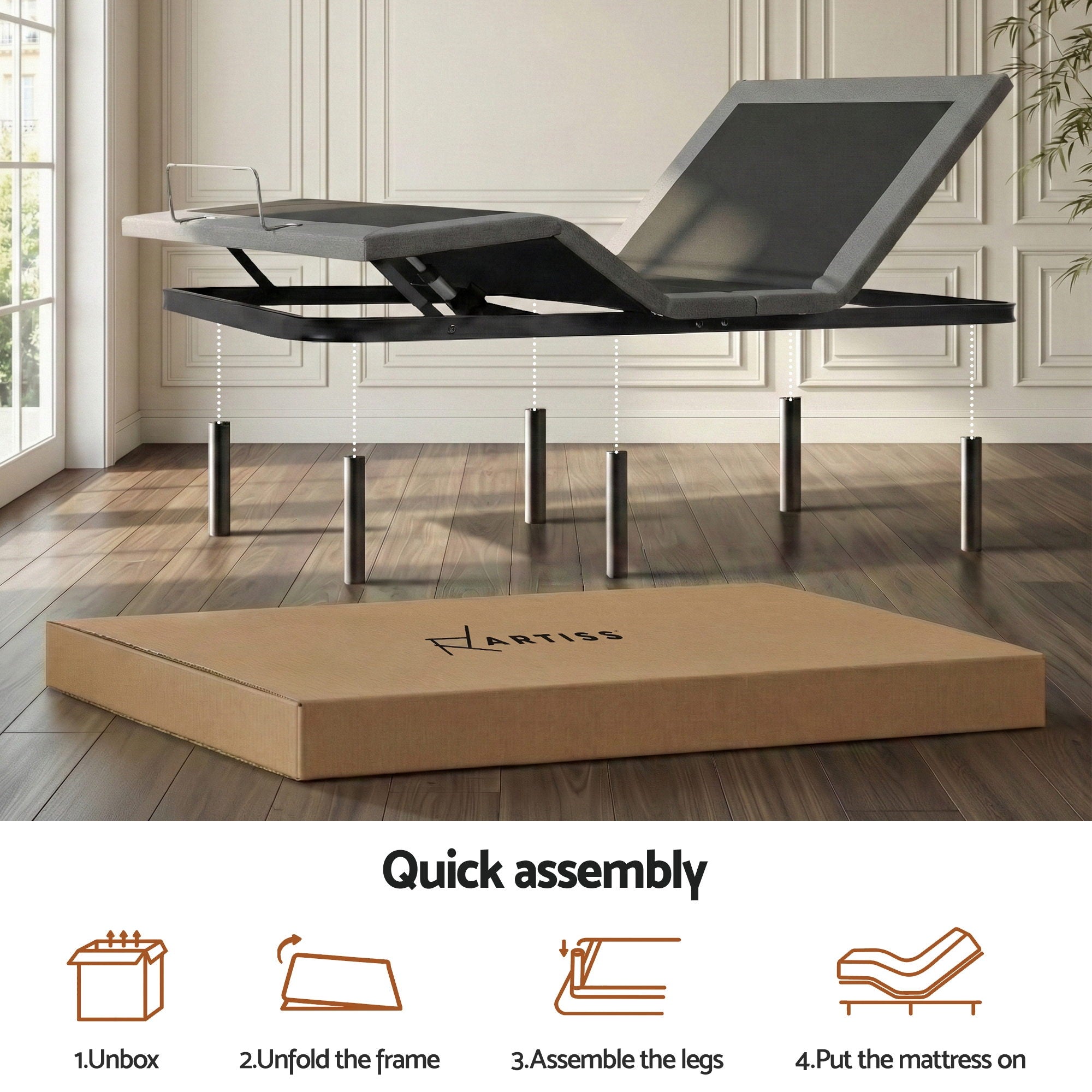 Artiss Adjustable Bed Frame King Size Electric Bed Base Wireless Remote Control Zero Gravity Power Bed Foundation-Furniture > Bedroom > Beds &amp; Bed Frames-PEROZ Accessories