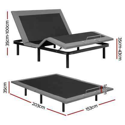 Artiss Adjustable Bed Frame Queen Size Electric Bed Base Wireless Remote Control Zero Gravity Power Bed Foundation-Furniture > Bedroom > Beds &amp; Bed Frames-PEROZ Accessories