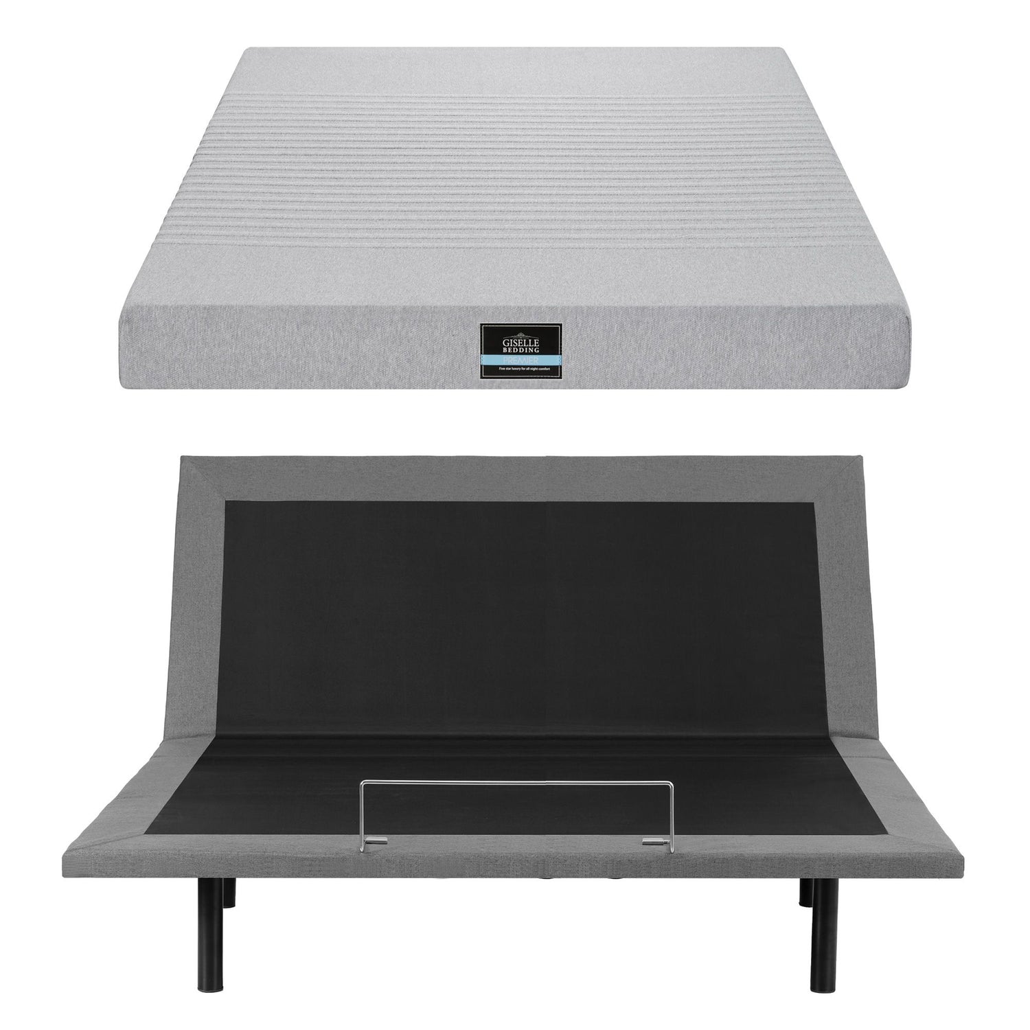Artiss King Bed Frame and Giselle Bedding King Memory Foam Mattress Set, Electric Bed Base with Zero Gravity &amp; 7 Zone Cooling Comfort for Back Pain Relief, Black &amp; Grey, 15cm Thickness
