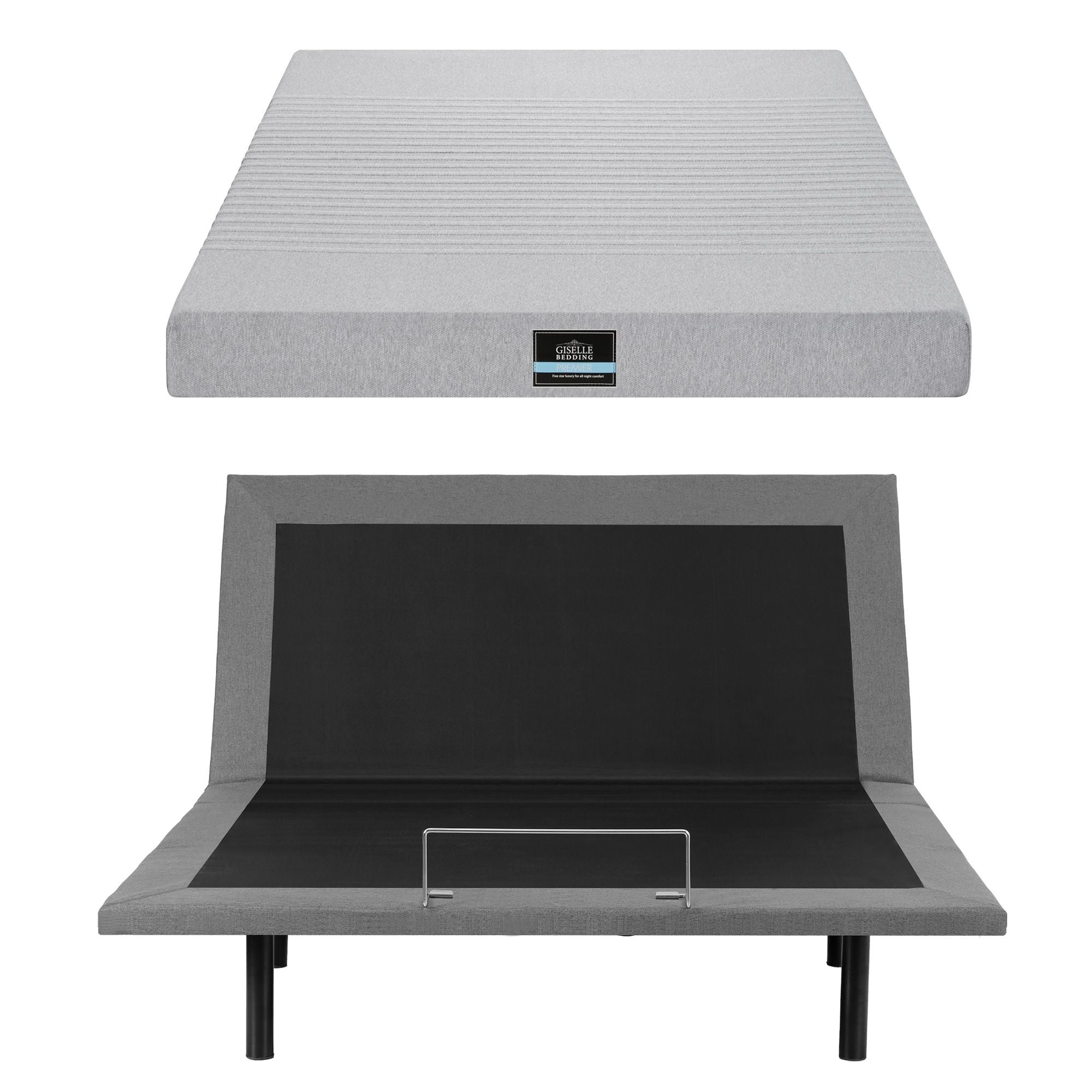 Artiss Queen Bed Frame and Giselle Bedding Queen Memory Foam Mattress Set, Electric Bed Base with Zero Gravity &amp; 7 Zone Cooling Comfort for Back Pain Relief, Black &amp; Grey, 15cm Thickness