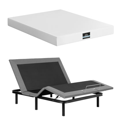 Artiss Double size bed frame &amp; Giselle Bedding Double Mattress Combo, adjustable bed Base for Snoring Relief, Independent Head Foot Incline, Wireless Remote, Black,20cm Thickness