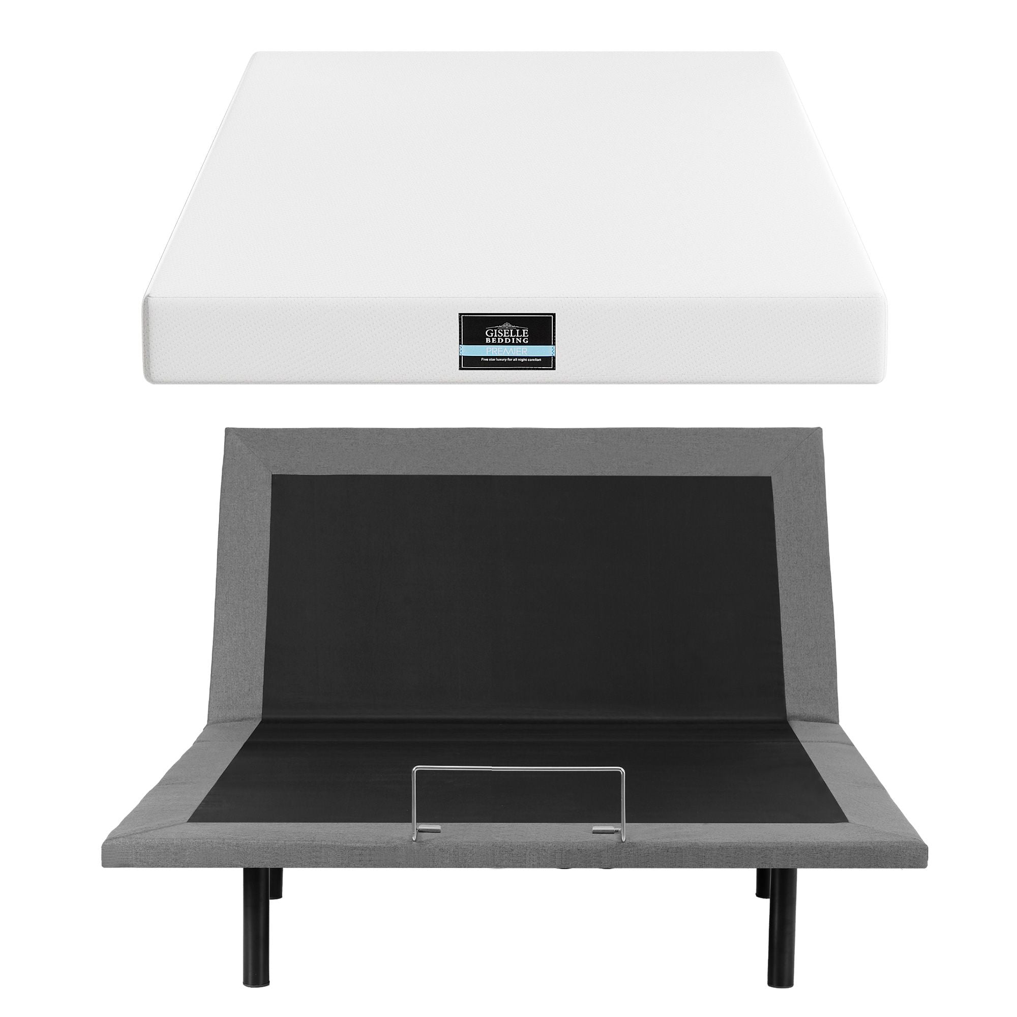 Artiss Double size bed frame &amp; Giselle Bedding Double Mattress Combo, adjustable bed Base for Snoring Relief, Independent Head Foot Incline, Wireless Remote, Black,20cm Thickness