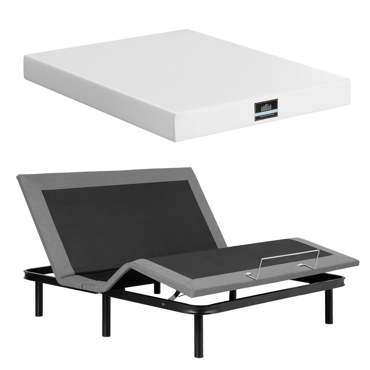 Artiss King size bed frame &amp; Giselle Bedding King Mattress Combo, adjustable bed Base for Snoring Relief, Independent Head Foot Incline, Wireless Remote, Black,20cm Thickness