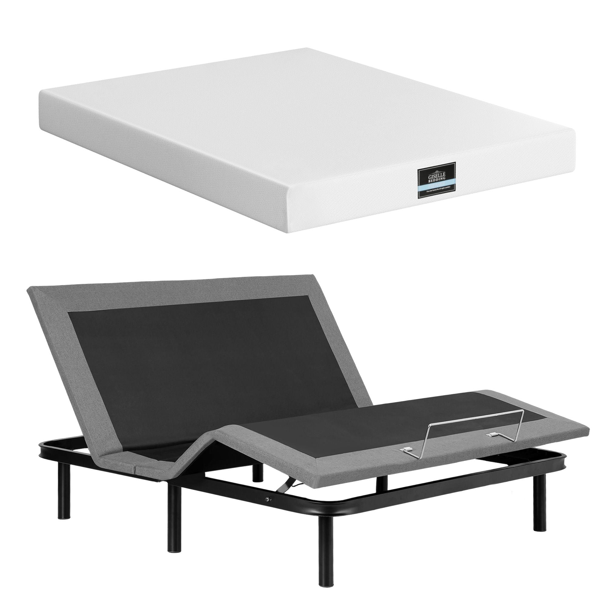 Artiss King size bed frame &amp; Giselle Bedding King Mattress Combo, adjustable bed Base for Snoring Relief, Independent Head Foot Incline, Wireless Remote, Black,20cm Thickness