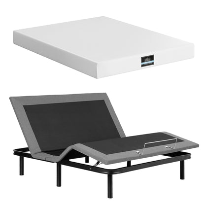 Artiss King size bed frame &amp; Giselle Bedding King Mattress Combo, adjustable bed Base for Snoring Relief, Independent Head Foot Incline, Wireless Remote, Black,20cm Thickness
