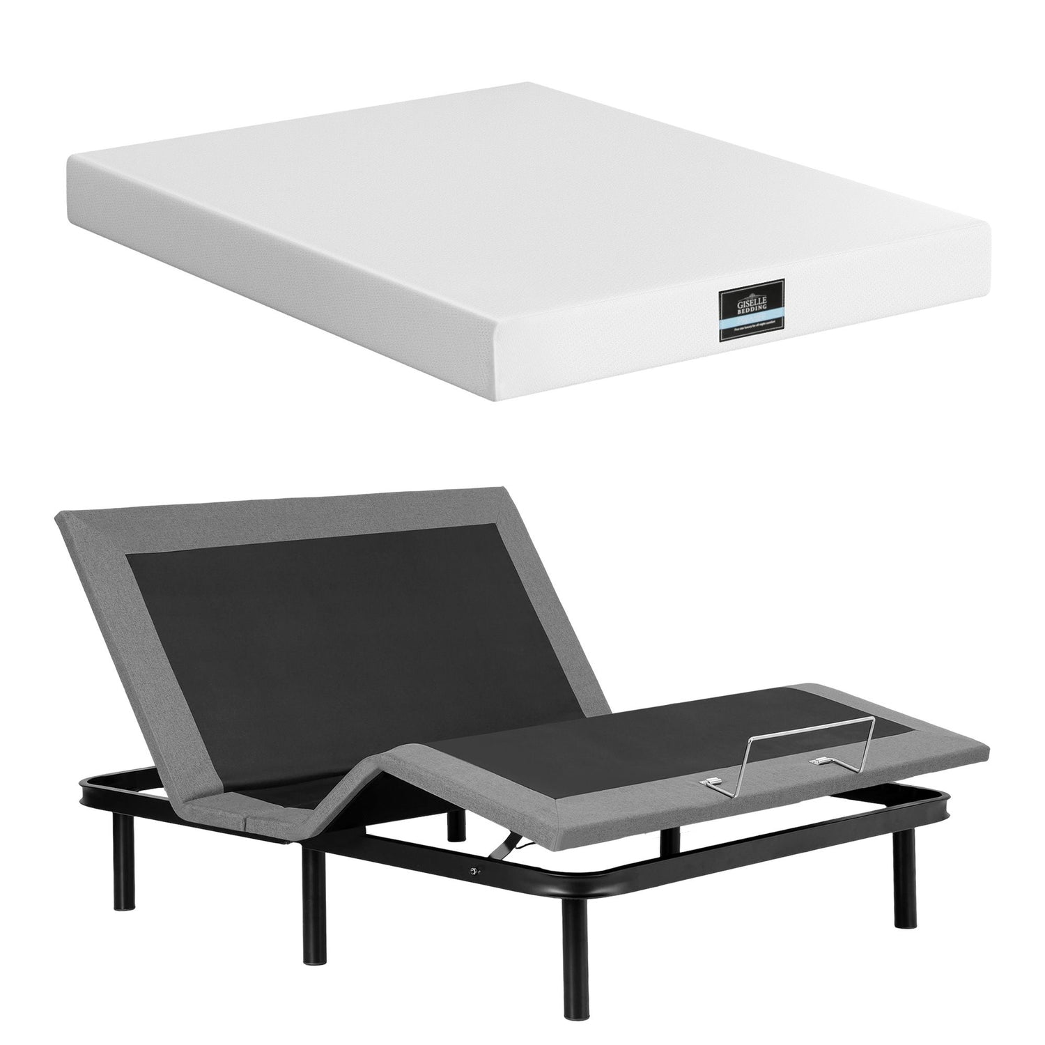 Artiss Queen size bed frame &amp; Giselle Bedding Mattress Queen Combo, adjustable bed Base for Snoring Relief, Independent Head Foot Incline, Wireless Remote, Black,20cm Thickness