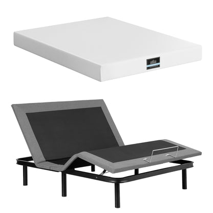 Artiss Queen size bed frame &amp; Giselle Bedding Mattress Queen Combo, adjustable bed Base for Snoring Relief, Independent Head Foot Incline, Wireless Remote, Black,20cm Thickness