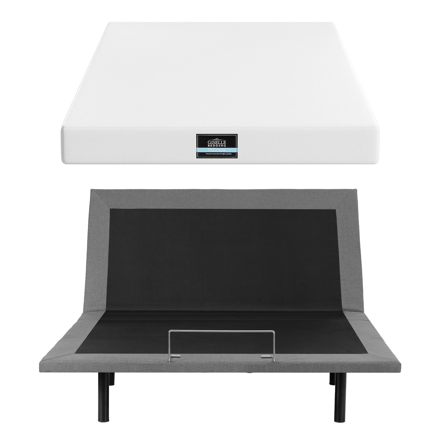 Artiss Queen size bed frame &amp; Giselle Bedding Mattress Queen Combo, adjustable bed Base for Snoring Relief, Independent Head Foot Incline, Wireless Remote, Black,20cm Thickness