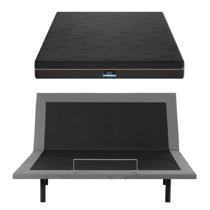 Artiss King size bed frame with Giselle Bedding King Mattress, adjustable bed Base Combo for Snoring Relief, Independent Head Foot Incline, Wireless Remote, Black,18cm Thickness