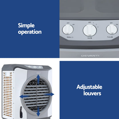 Devanti Evaporative Air Cooler Conditioner Commercial 45L-Appliances &gt; Air Conditioners &gt; Evaporative Coolers-PEROZ Accessories