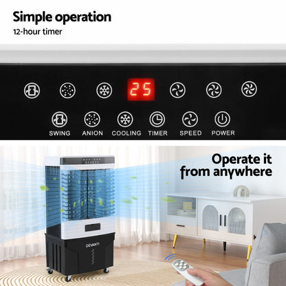 Devanti 60L Evaporative Air Cooler Conditioner-Appliances &gt; Air Conditioners &gt; Evaporative Coolers-PEROZ Accessories