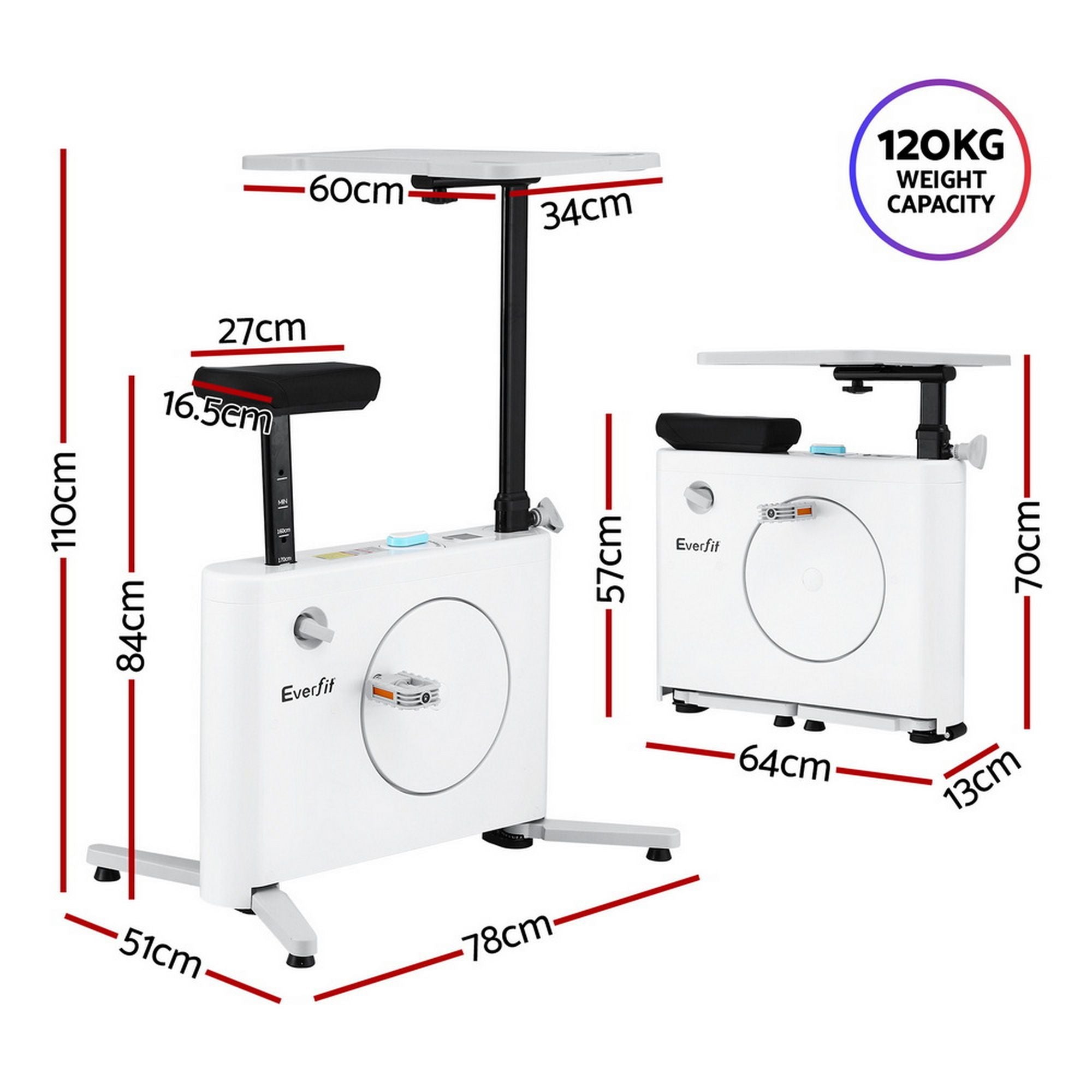 Everfit Exercise Bike Magnetic Desk Bike with Tabletop Fitness Home Workout Gym-Sports &amp; Fitness > Exercise, Gym &amp; Fitness > Exercise Bikes-PEROZ Accessories