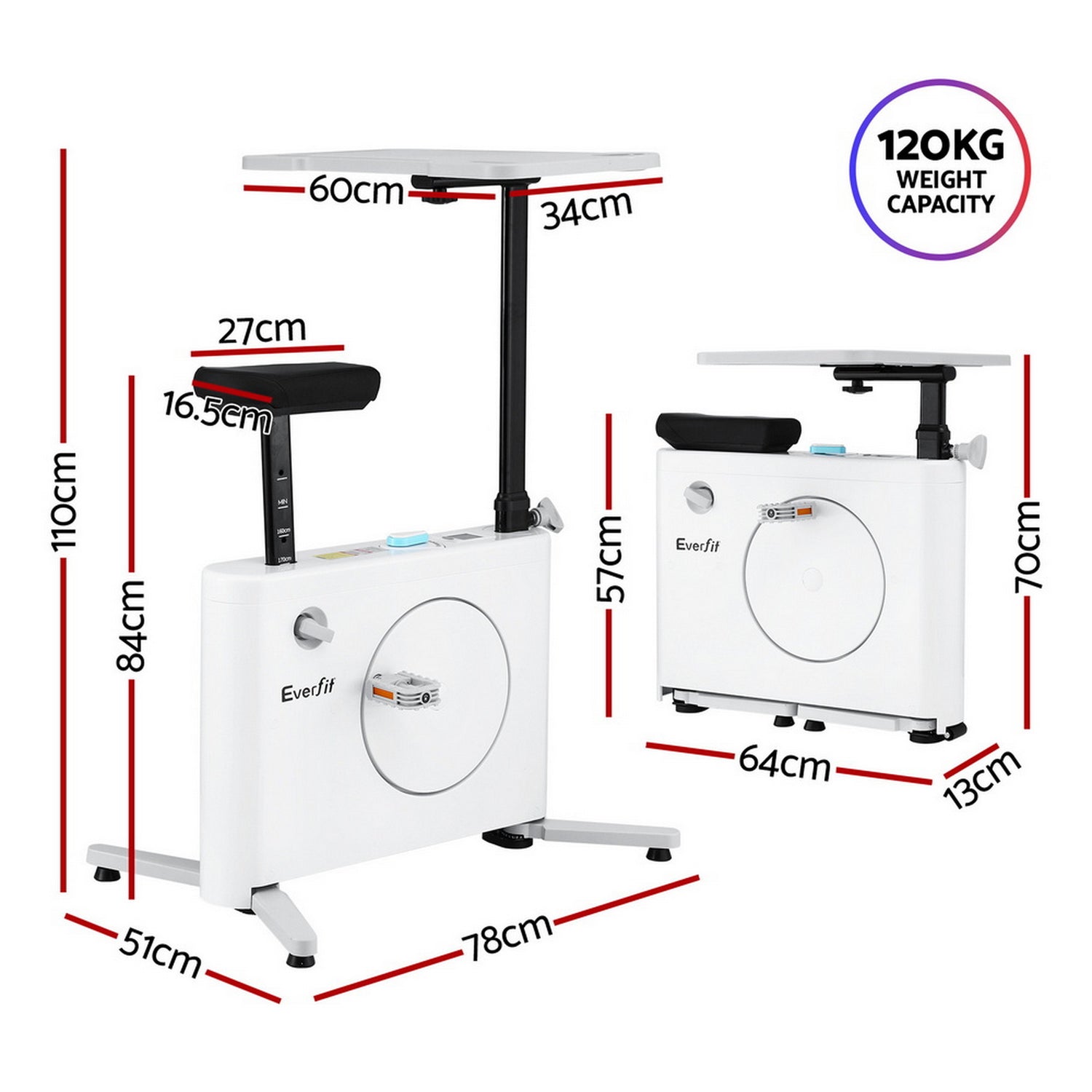 Everfit Exercise Bike Magnetic Desk Bike with Tabletop Fitness Home Workout Gym-Sports &amp; Fitness > Exercise, Gym &amp; Fitness > Exercise Bikes-PEROZ Accessories