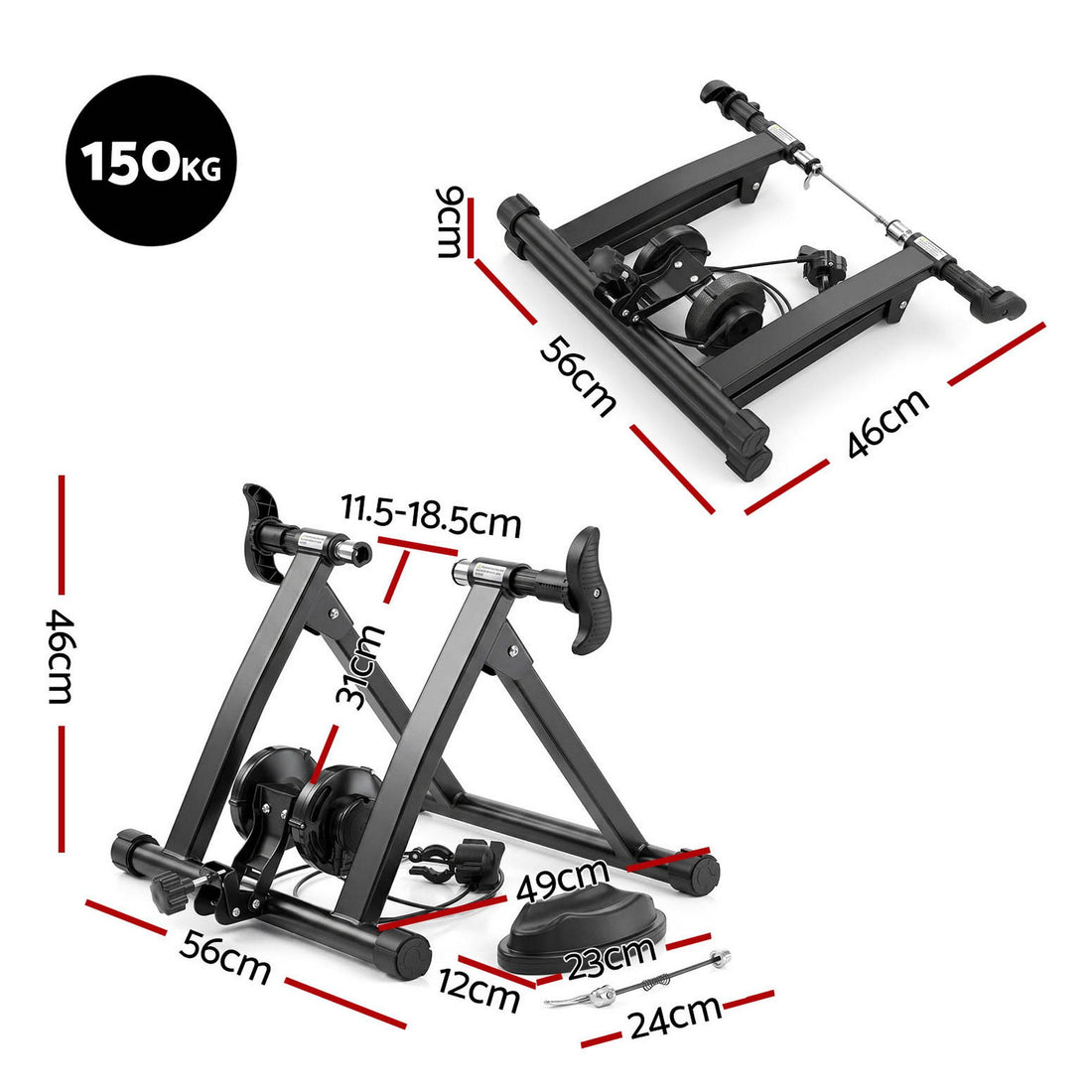 Everfit Bike Trainer Stand Indoor Riding Bicycle 6 Level Cycling Home Gym Black-Sports &amp; Fitness > Bikes &amp; Accessories > Bicycle Stands &amp; Storage-PEROZ Accessories