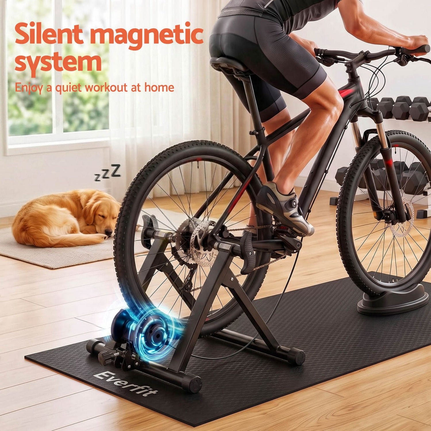 Everfit Bike Trainer Stand Indoor Riding Bicycle 6 Level Cycling Home Gym Black