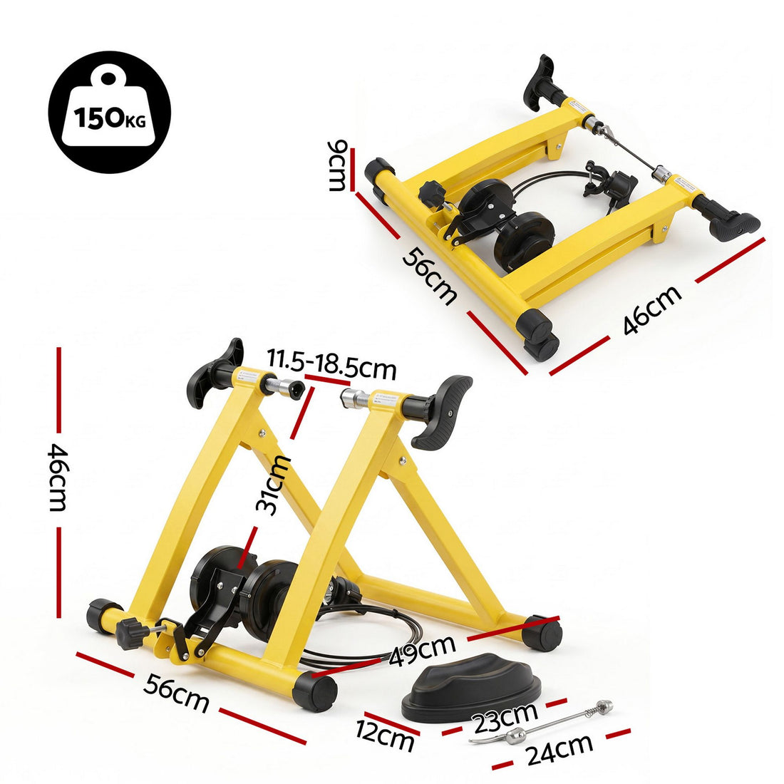 Everfit Bike Trainer Stand Indoor Riding Bicycle 6 Level Cycling Home Gym Yellow-Sports &amp; Fitness > Bikes &amp; Accessories > Bicycle Stands &amp; Storage-PEROZ Accessories