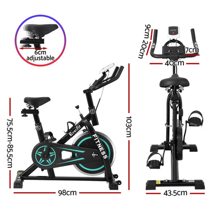 Everfit Spin Bike Exercise Bike 10kg Flywheel Fitness Home Gym 150kg capacity-Sports &amp; Fitness &gt; Exercise, Gym &amp; Fitness &gt; Exercise Bikes-PEROZ Accessories