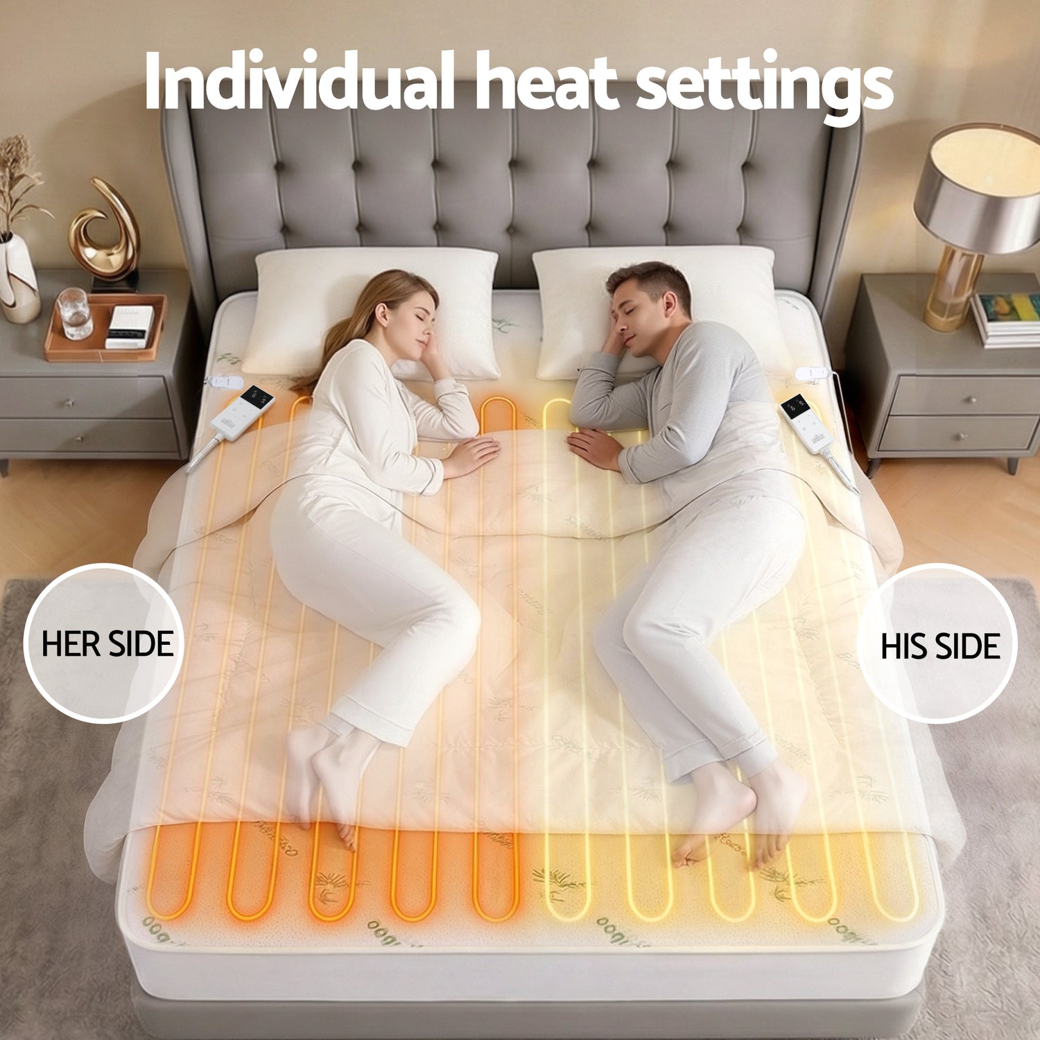 Giselle Electric Blanket Bamboo Fabric Double Fitted Heated Pad Underlay Washable Winter-Home &amp; Garden > Bedding > Blankets &amp; Throws-PEROZ Accessories