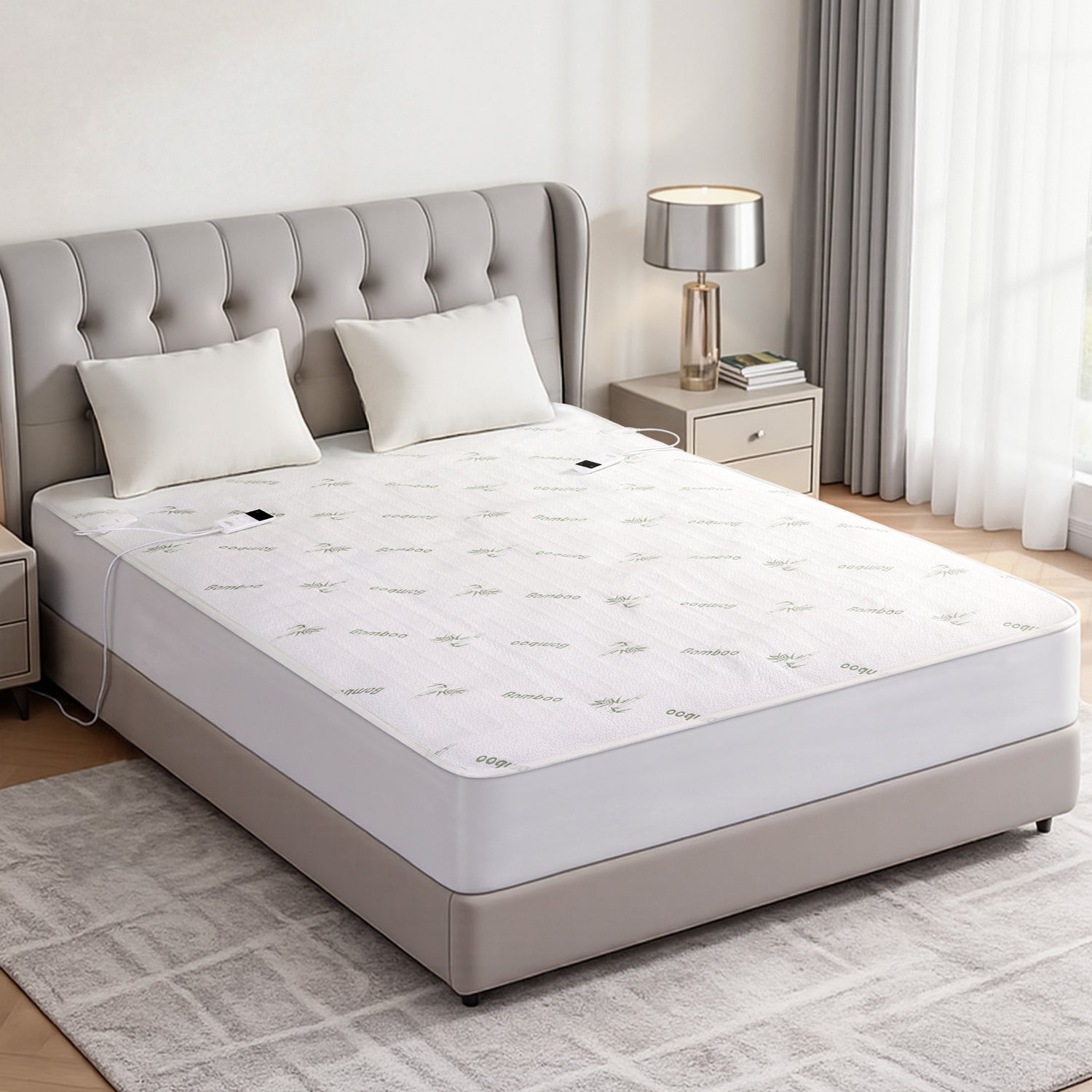 Giselle Electric Blanket Bamboo Fabric Double Fitted Heated Pad Underlay Washable Winter-Home &amp; Garden > Bedding > Blankets &amp; Throws-PEROZ Accessories