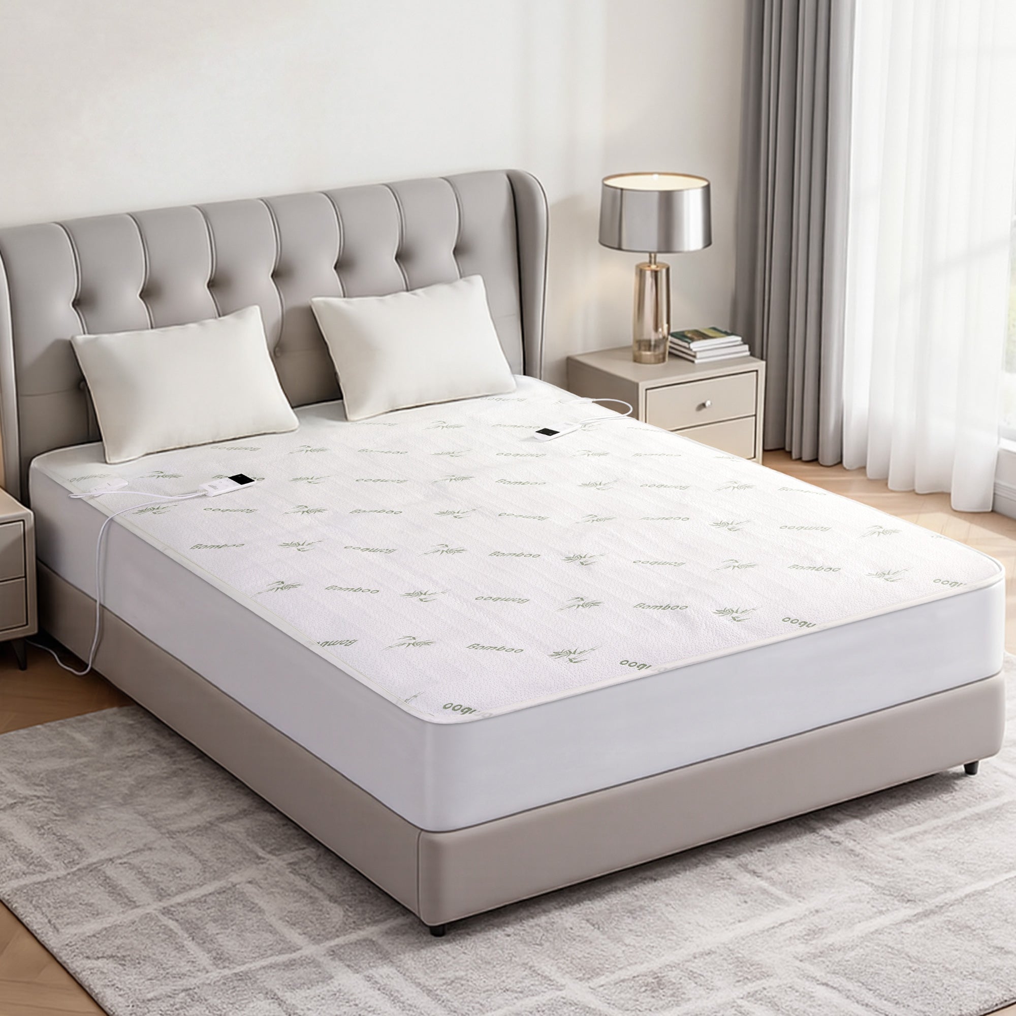 Giselle Electric Blanket Bamboo Fabric Double Fitted Heated Pad Underlay Washable Winter-Home &amp; Garden > Bedding > Blankets &amp; Throws-PEROZ Accessories