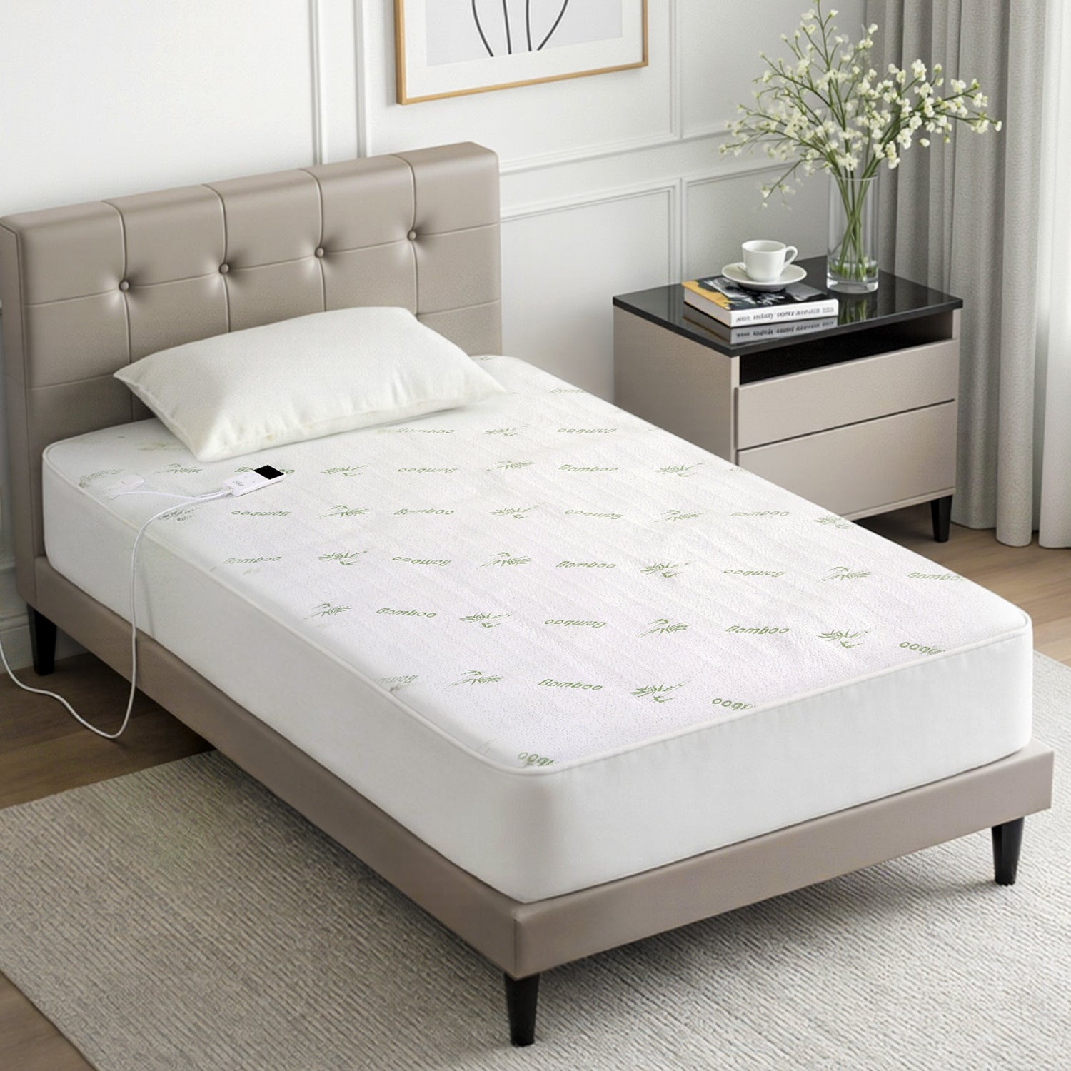 Giselle Electric Blanket Bamboo Fabric King Single Fitted Heated Pad Underlay Washable Winter-Home &amp; Garden > Bedding > Blankets &amp; Throws-PEROZ Accessories