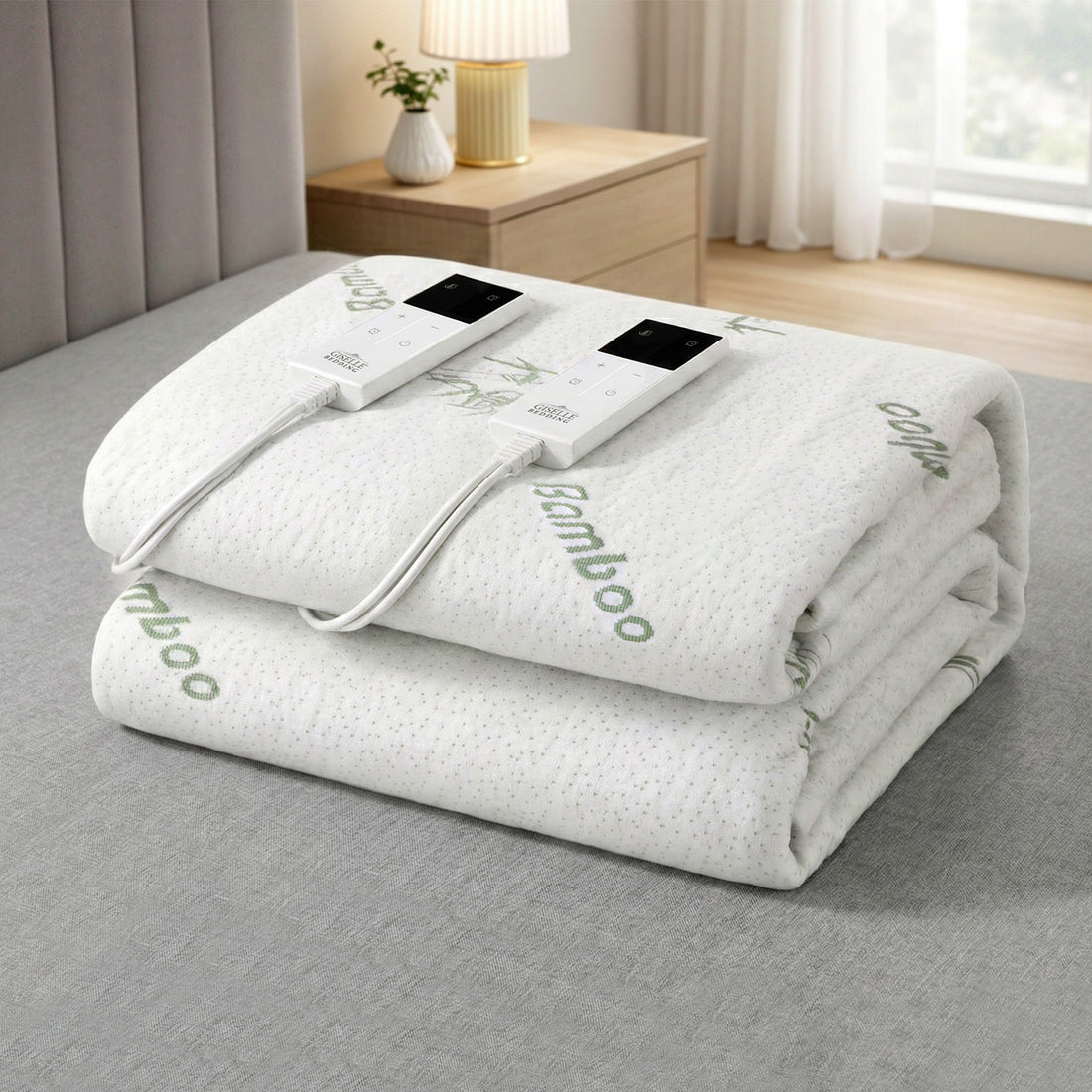 Giselle Electric Blanket Bamboo Fabric Queen Fitted Heated Pad Underlay Washable Winter-Home &amp; Garden > Bedding > Blankets &amp; Throws-PEROZ Accessories