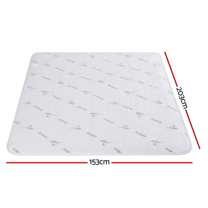 Giselle Electric Blanket Bamboo Fabric Queen Fitted Heated Pad Underlay Washable Winter-Home &amp; Garden > Bedding > Blankets &amp; Throws-PEROZ Accessories